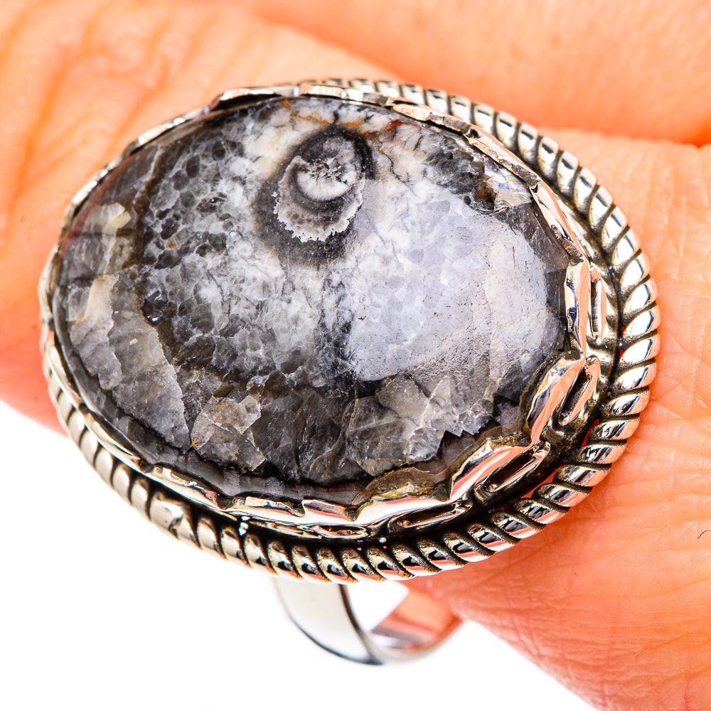 Moroccan Goniatite Fossil Rings handcrafted by Ana Silver Co - RING96564