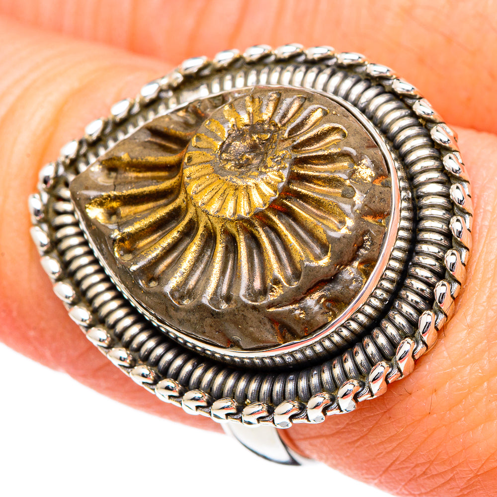 Pyrite Fossil Rings handcrafted by Ana Silver Co - RING96598