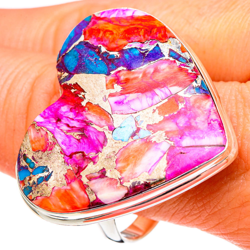 Kingman Pink Dahlia Turquoise Rings handcrafted by Ana Silver Co - RING96603