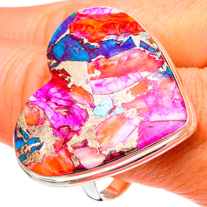 Kingman Pink Dahlia Turquoise Rings handcrafted by Ana Silver Co - RING96603