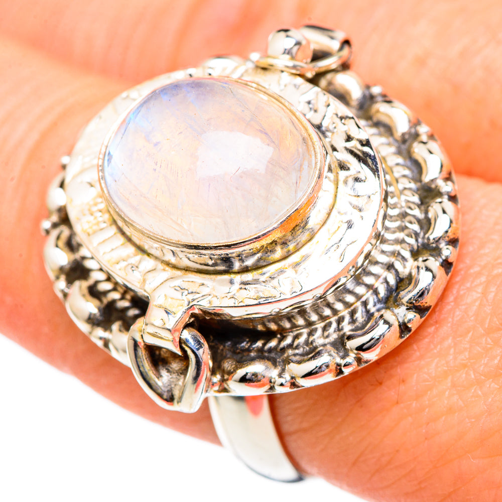 Rainbow Moonstone Rings handcrafted by Ana Silver Co - RING96701