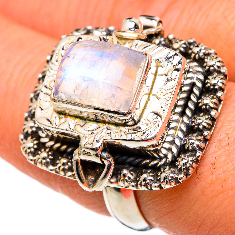 Rainbow Moonstone Rings handcrafted by Ana Silver Co - RING96702