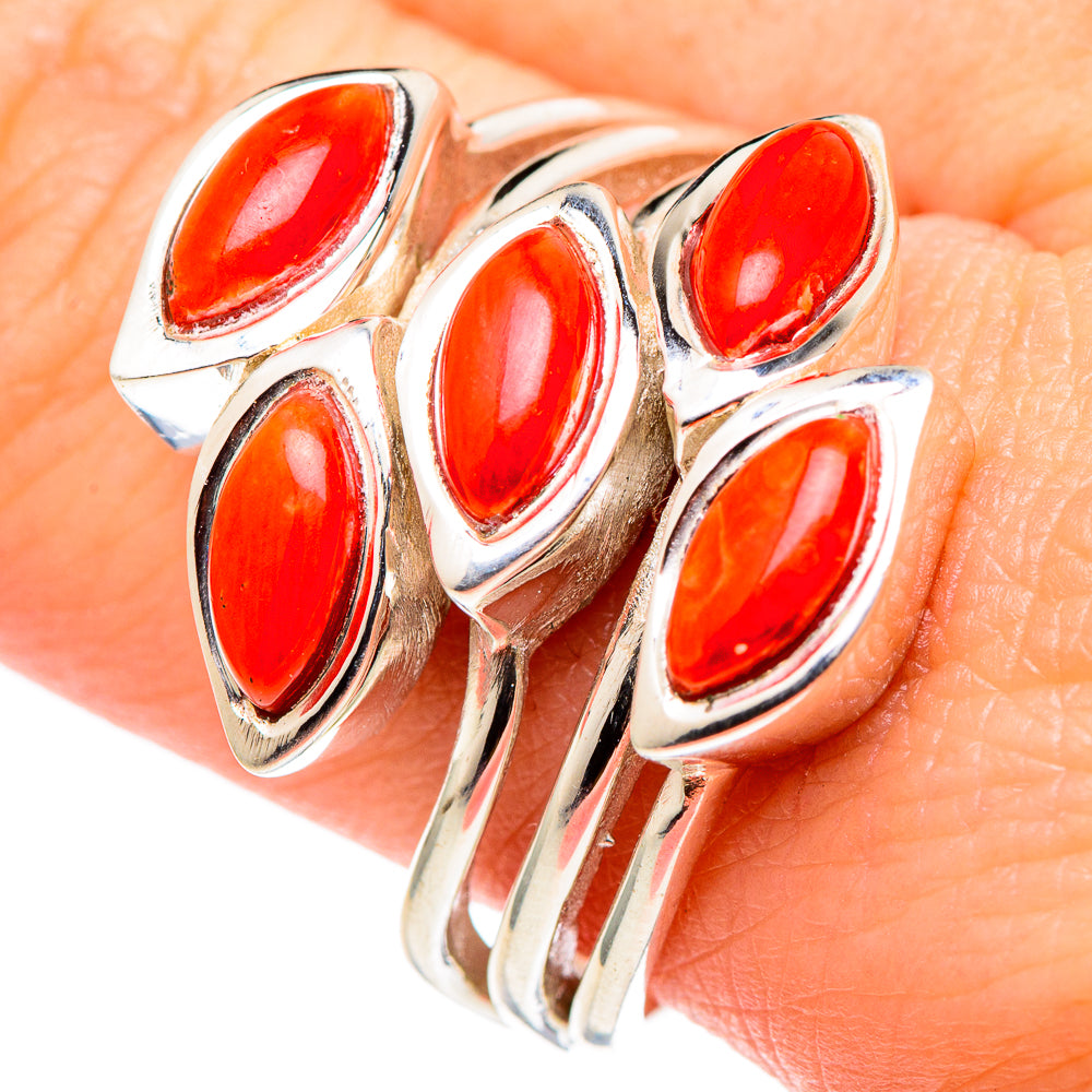 Mediterranean Red Coral Rings handcrafted by Ana Silver Co - RING96737