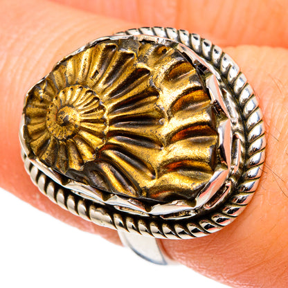 Pyrite Fossil Rings handcrafted by Ana Silver Co - RING96745