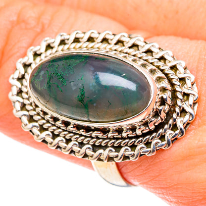 Green Moss Agate Rings handcrafted by Ana Silver Co - RING96907