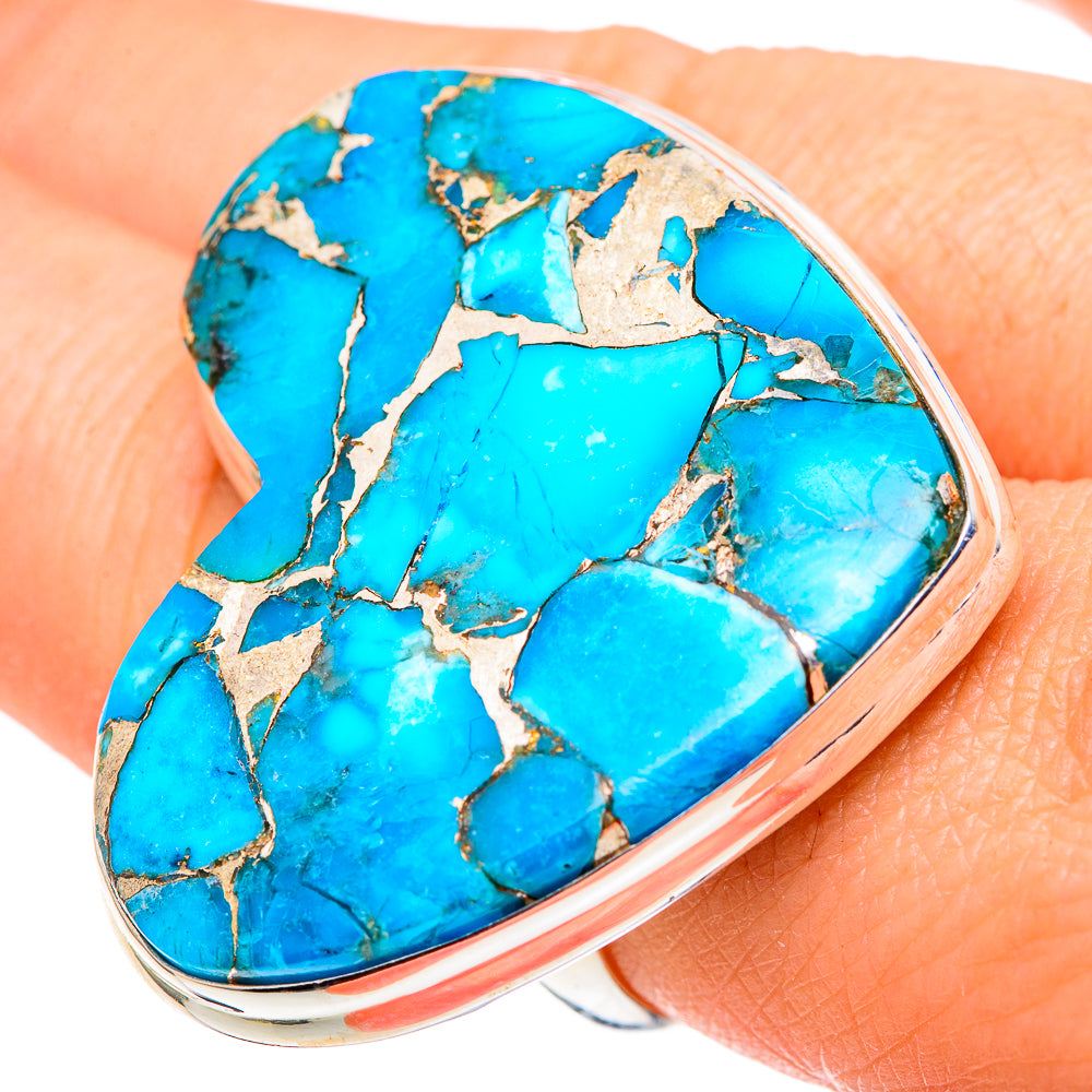 Blue Copper Composite Turquoise Rings handcrafted by Ana Silver Co - RING96969