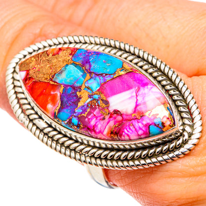 Kingman Pink Dahlia Turquoise Rings handcrafted by Ana Silver Co - RING96993