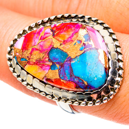 Kingman Pink Dahlia Turquoise Rings handcrafted by Ana Silver Co - RING96994