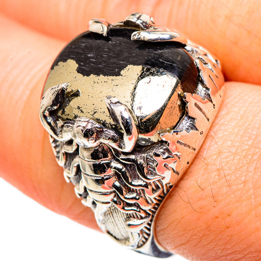 Pyrite In Black Onyx Rings handcrafted by Ana Silver Co - RING97015