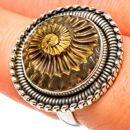 Pyrite Fossil Rings handcrafted by Ana Silver Co - RING97029