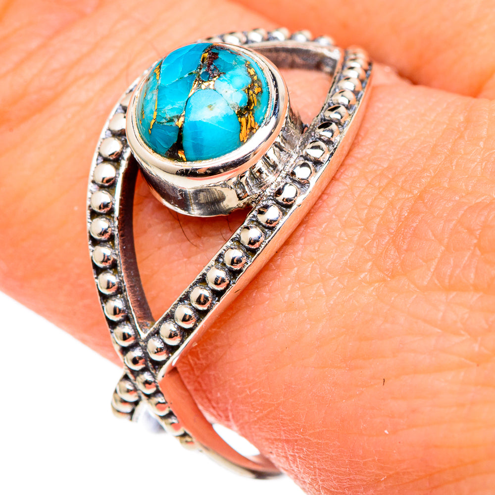Blue Copper Composite Turquoise Rings handcrafted by Ana Silver Co - RING97155