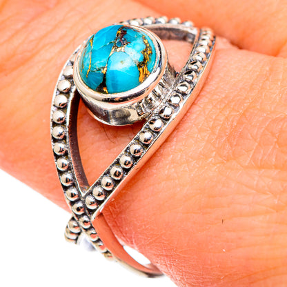 Blue Copper Composite Turquoise Rings handcrafted by Ana Silver Co - RING97155