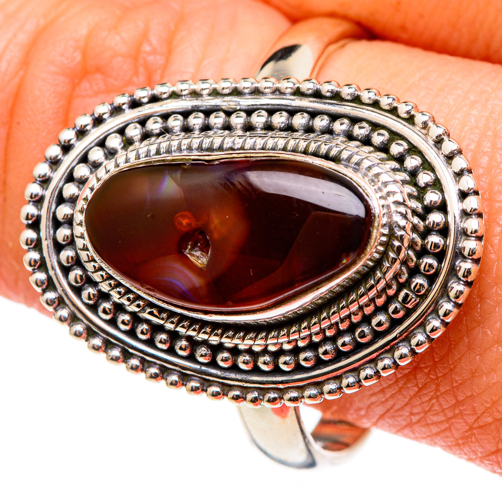 Mexican Fire Agate Rings handcrafted by Ana Silver Co - RING97195
