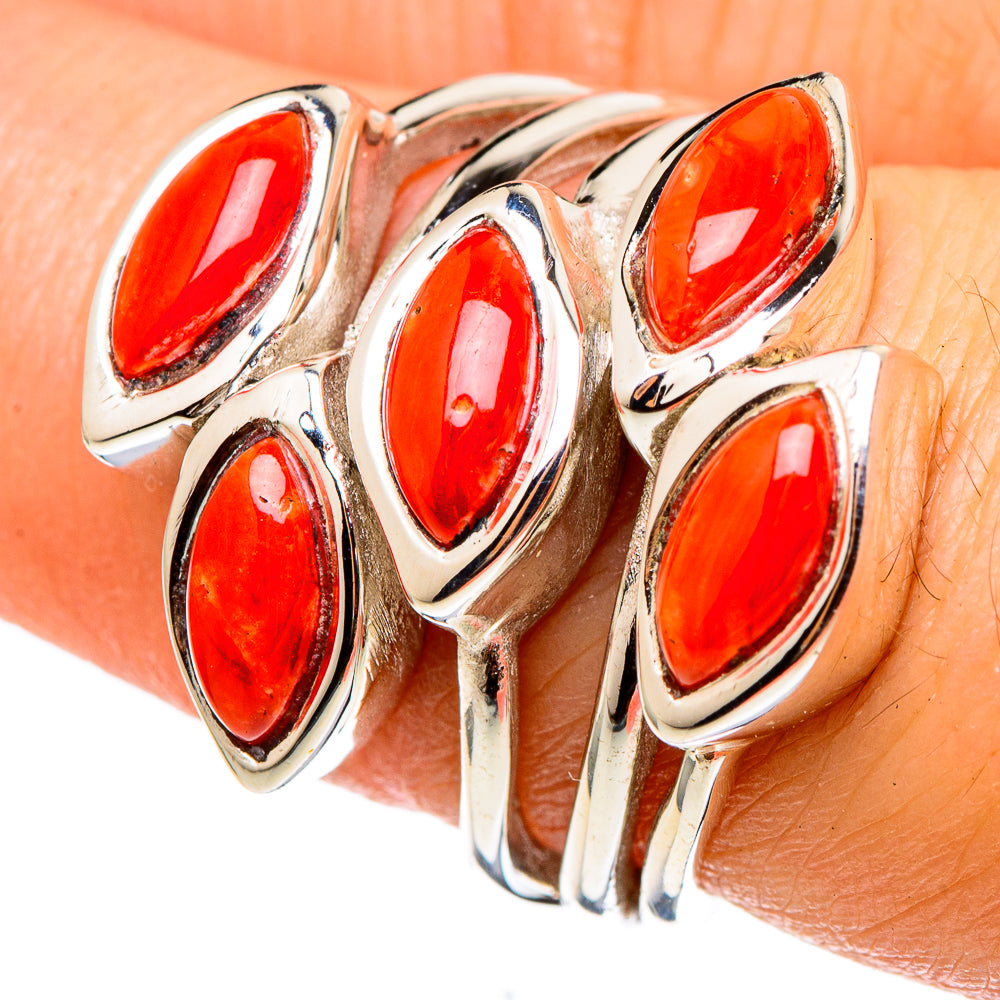 Mediterranean Red Coral Rings handcrafted by Ana Silver Co - RING97202