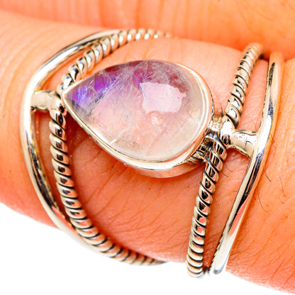 Rainbow Moonstone Rings handcrafted by Ana Silver Co - RING97211