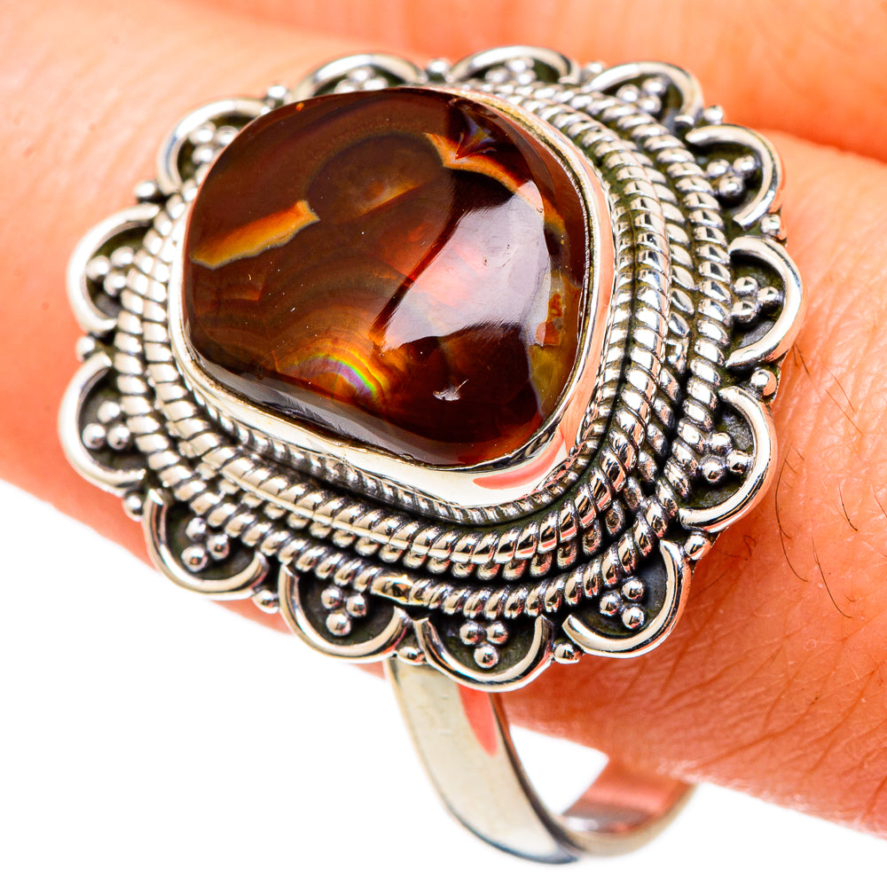 Mexican Fire Agate Rings handcrafted by Ana Silver Co - RING97227