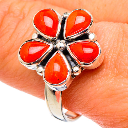 Mediterranean Red Coral Rings handcrafted by Ana Silver Co - RING97234