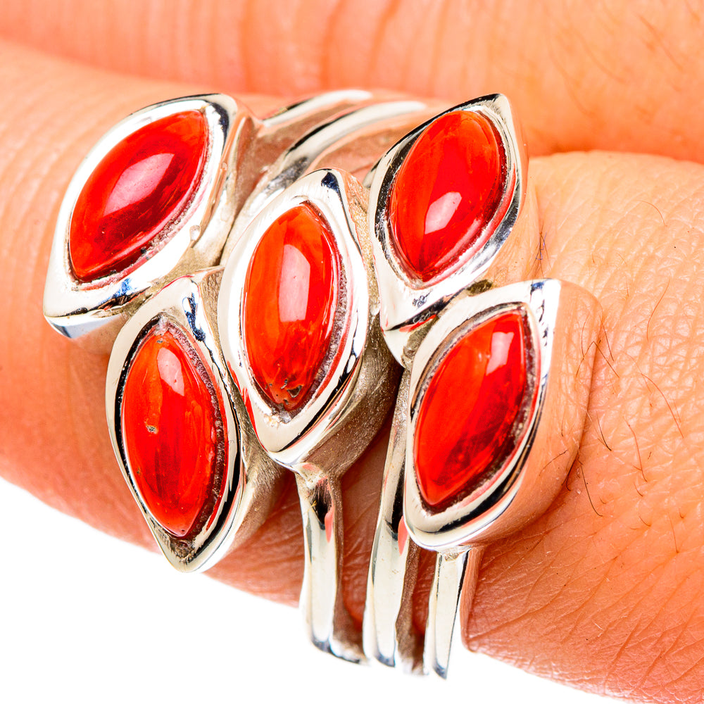 Mediterranean Red Coral Rings handcrafted by Ana Silver Co - RING97235
