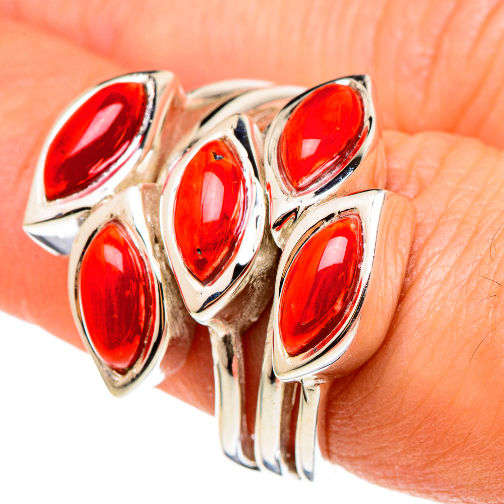 Mediterranean Red Coral Rings handcrafted by Ana Silver Co - RING97294