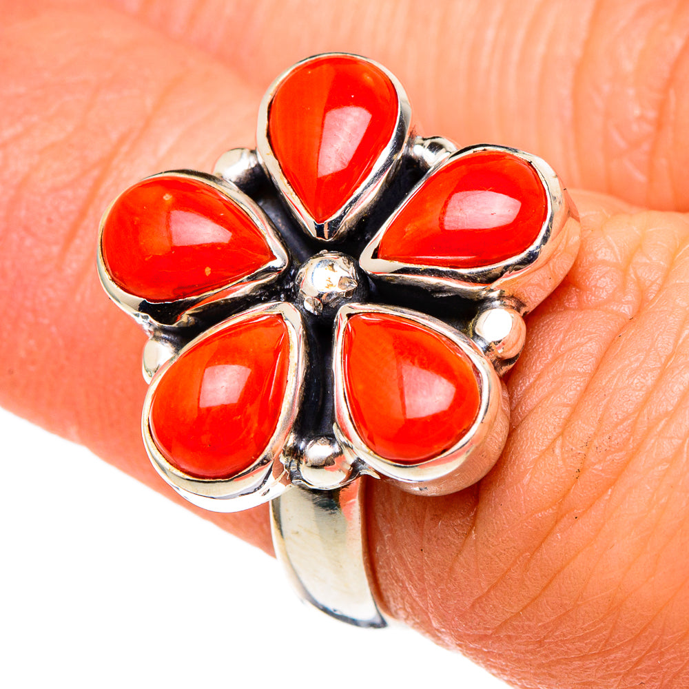 Mediterranean Red Coral Rings handcrafted by Ana Silver Co - RING97295