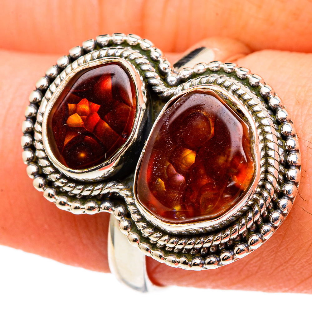 Mexican Fire Agate Rings handcrafted by Ana Silver Co - RING97317
