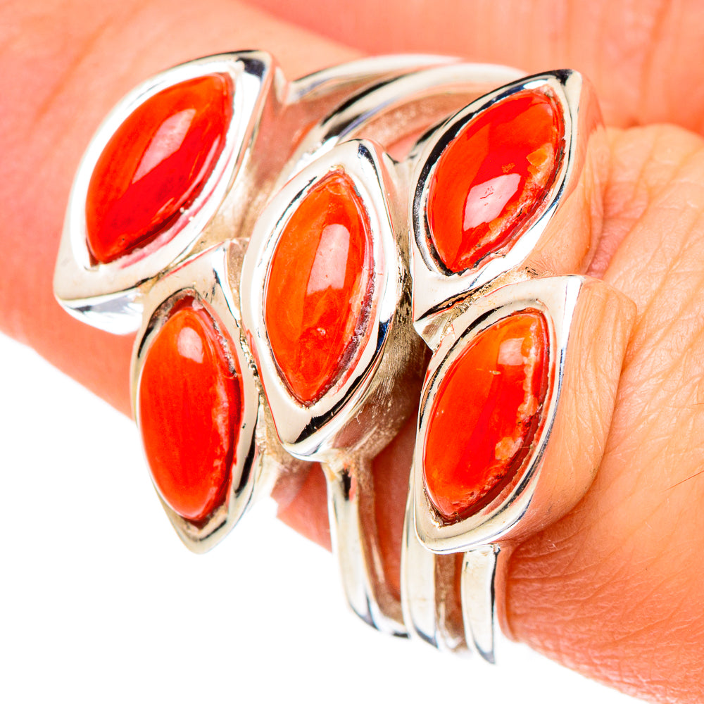 Mediterranean Red Coral Rings handcrafted by Ana Silver Co - RING97318