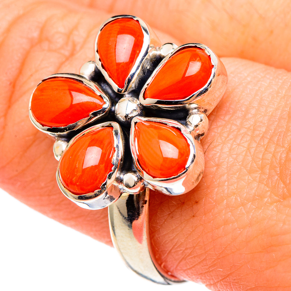 Mediterranean Red Coral Rings handcrafted by Ana Silver Co - RING97324