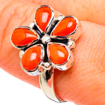 Mediterranean Red Coral Rings handcrafted by Ana Silver Co - RING97324