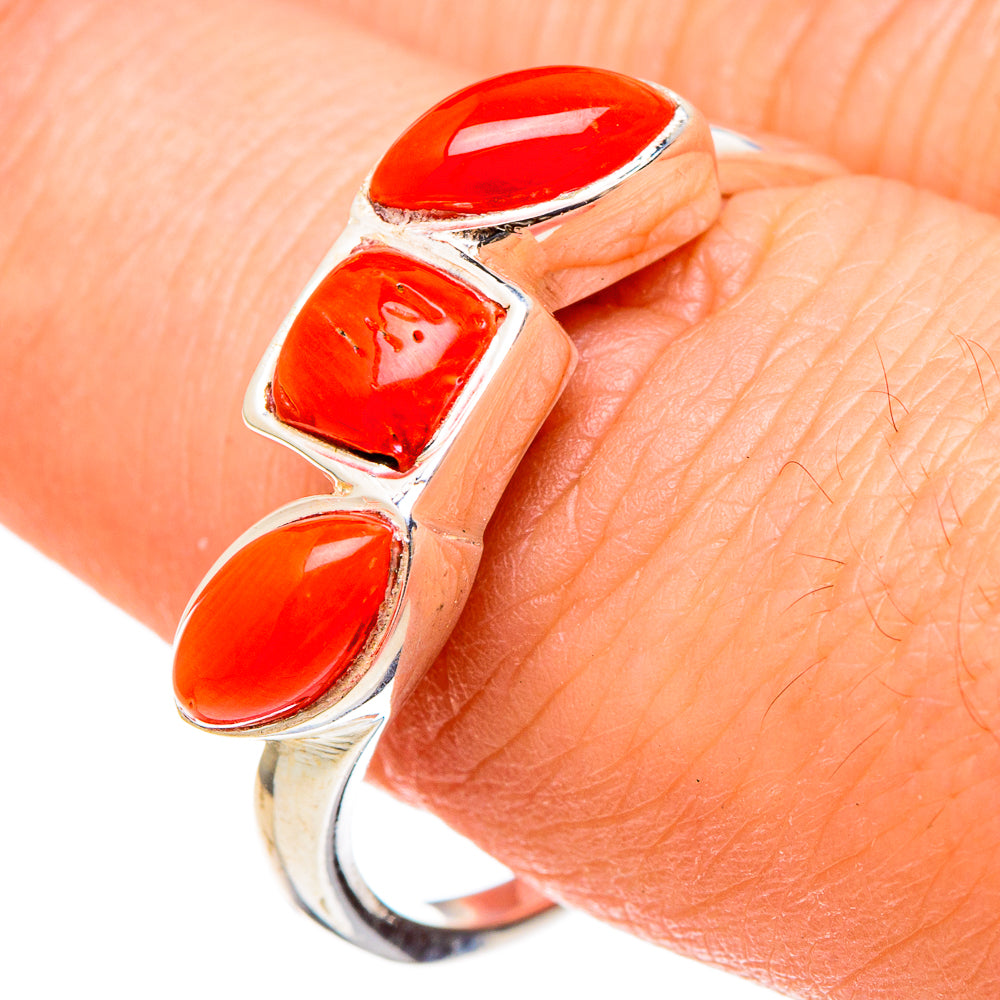 Mediterranean Red Coral Rings handcrafted by Ana Silver Co - RING97356
