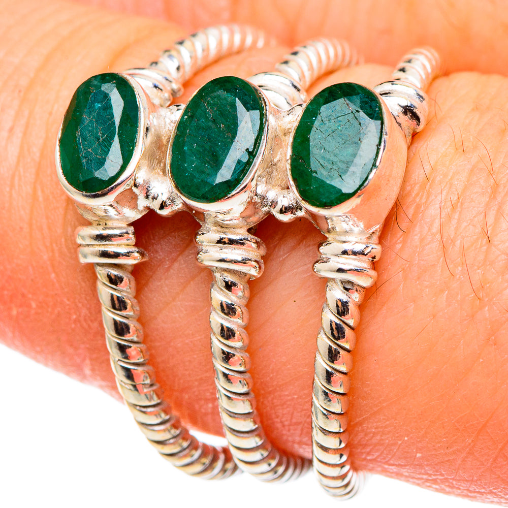 Zambian Emerald Rings handcrafted by Ana Silver Co - RING97264
