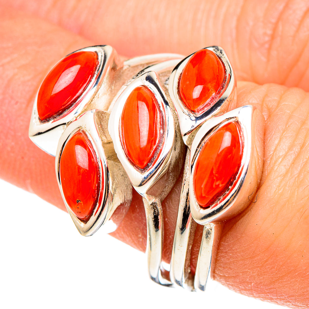 Mediterranean Red Coral Rings handcrafted by Ana Silver Co - RING97272