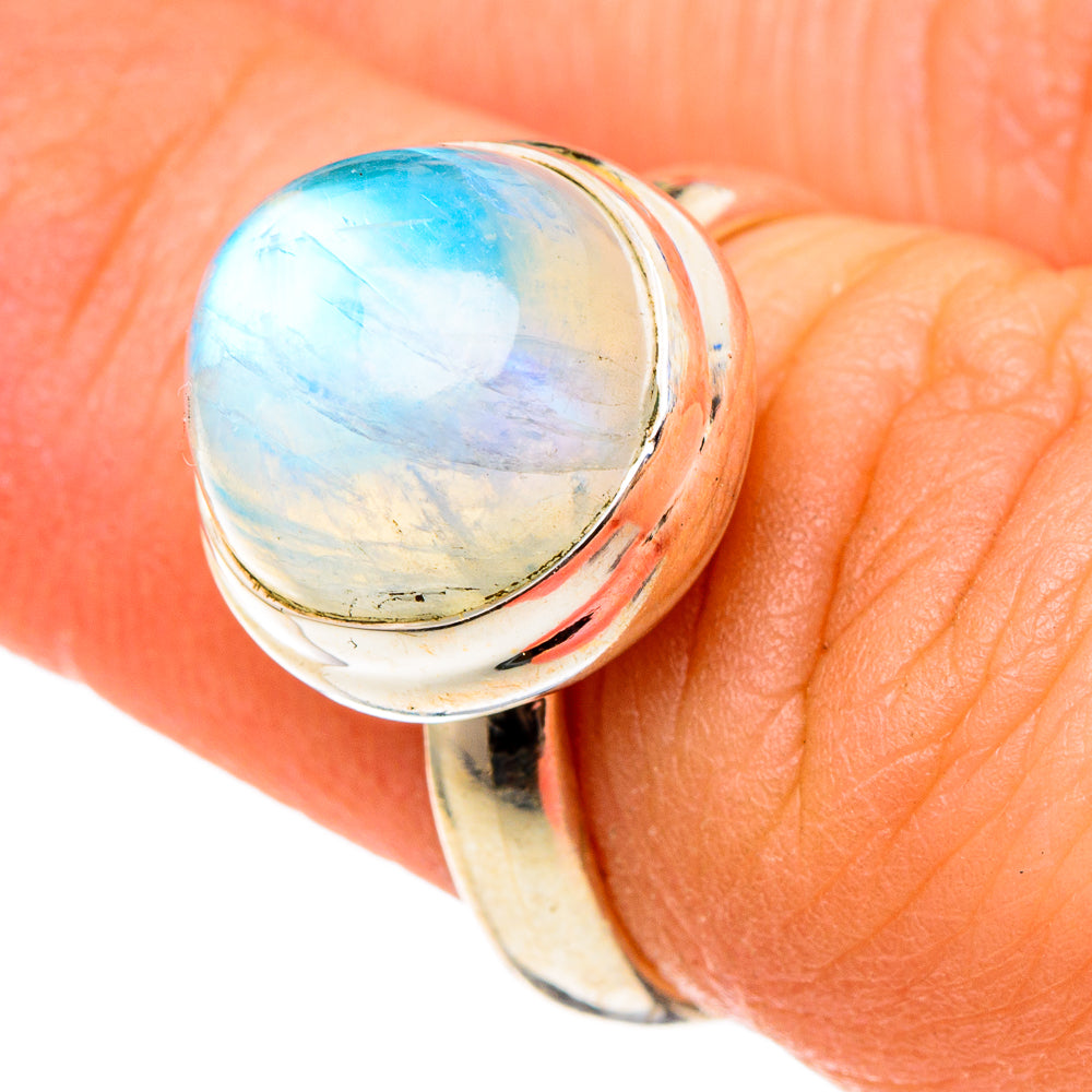 Rainbow Moonstone Rings handcrafted by Ana Silver Co - RING97280