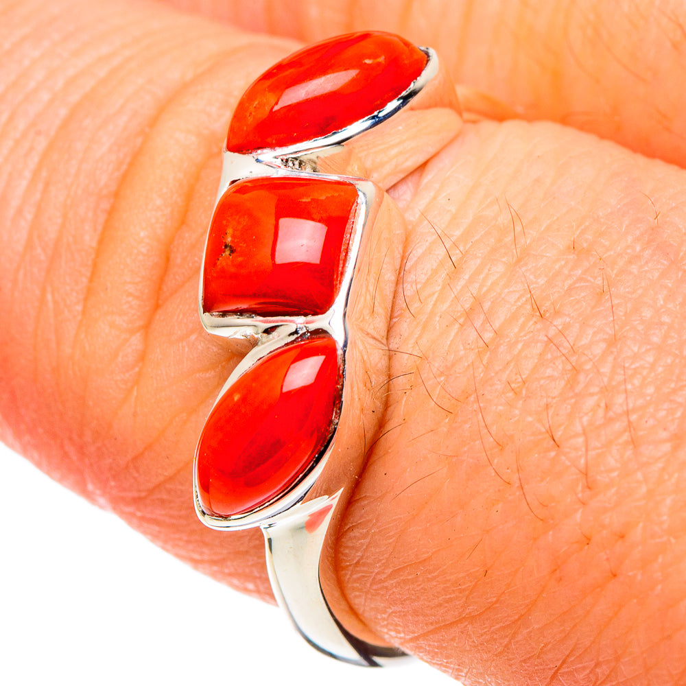 Mediterranean Red Coral Rings handcrafted by Ana Silver Co - RING97388