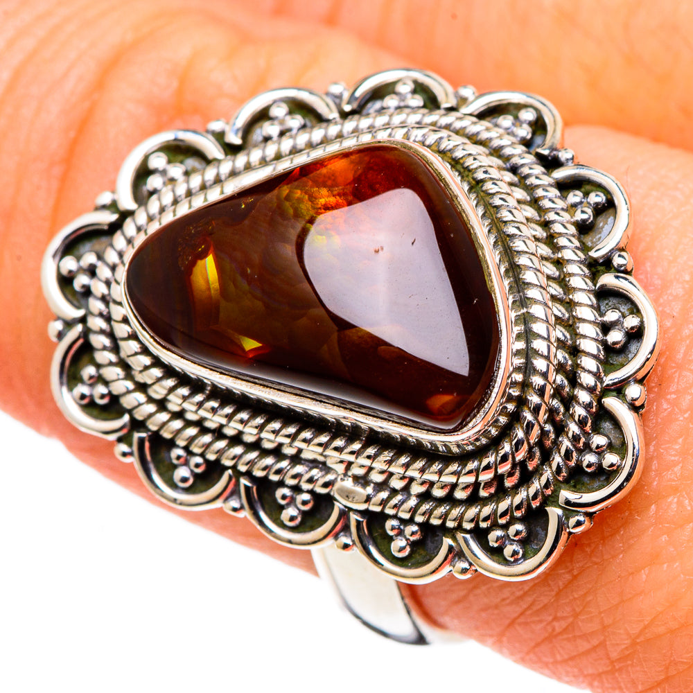 Mexican Fire Agate Rings handcrafted by Ana Silver Co - RING97415