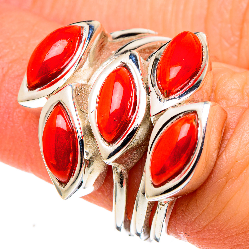 Mediterranean Red Coral Rings handcrafted by Ana Silver Co - RING97424