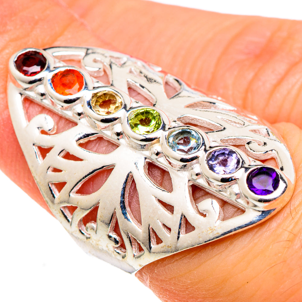 Multi-stone Rainbow Chakra Rings handcrafted by Ana Silver Co - RING97433