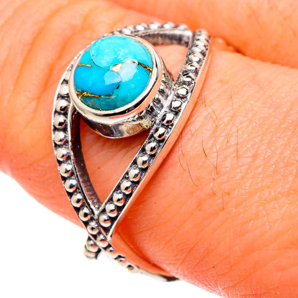 Blue Copper Composite Turquoise Rings handcrafted by Ana Silver Co - RING97442
