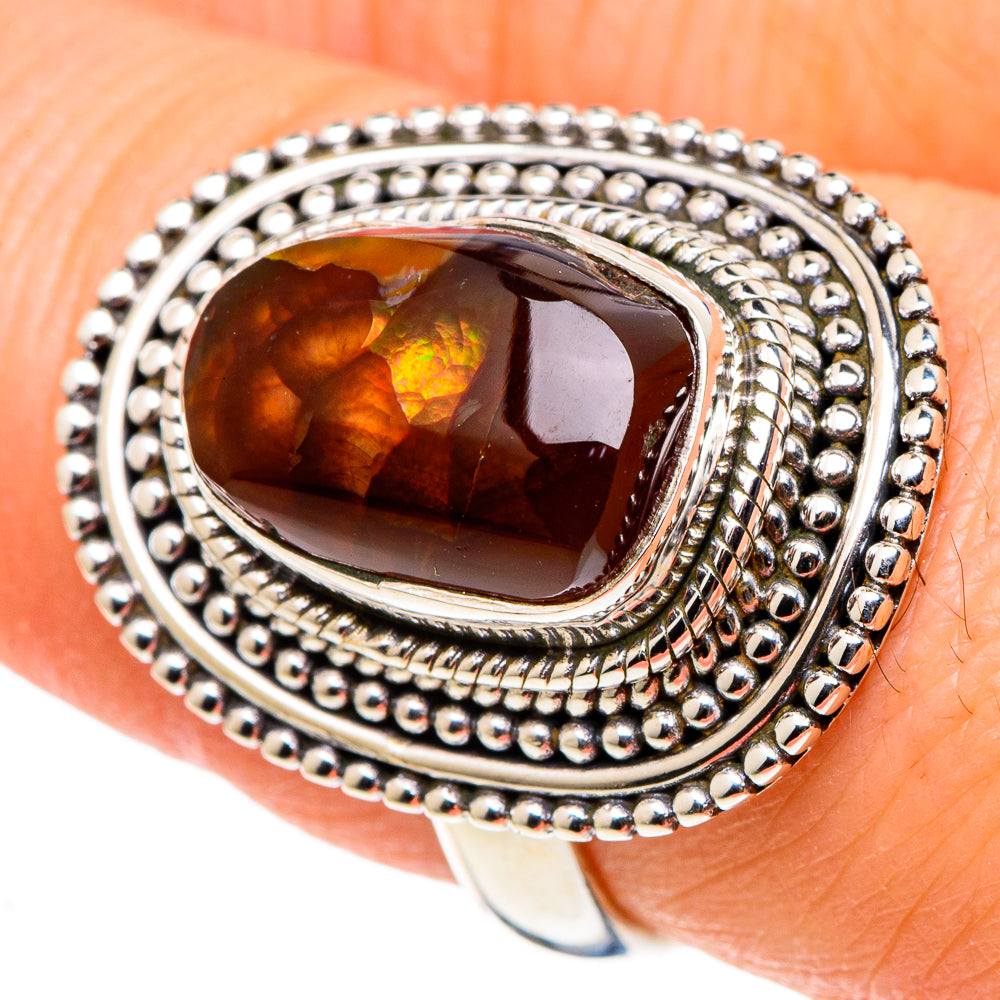 Mexican Fire Agate Rings handcrafted by Ana Silver Co - RING97451