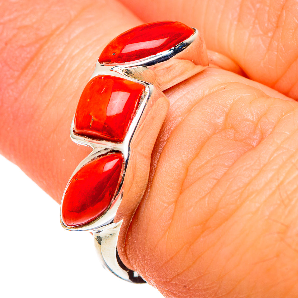 Mediterranean Red Coral Rings handcrafted by Ana Silver Co - RING97457