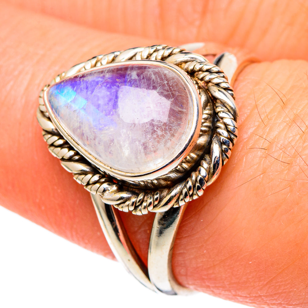 Rainbow Moonstone Rings handcrafted by Ana Silver Co - RING97464