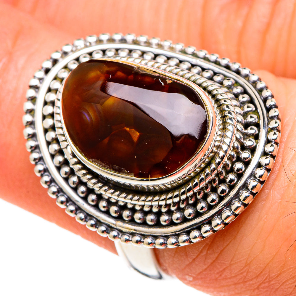 Mexican Fire Agate Rings handcrafted by Ana Silver Co - RING97482