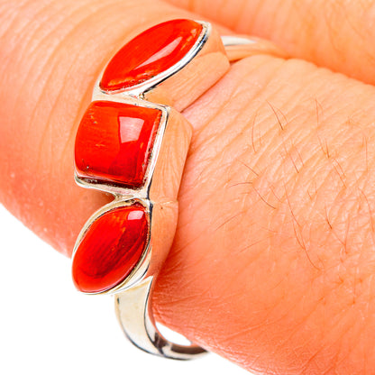 Mediterranean Red Coral Rings handcrafted by Ana Silver Co - RING97489