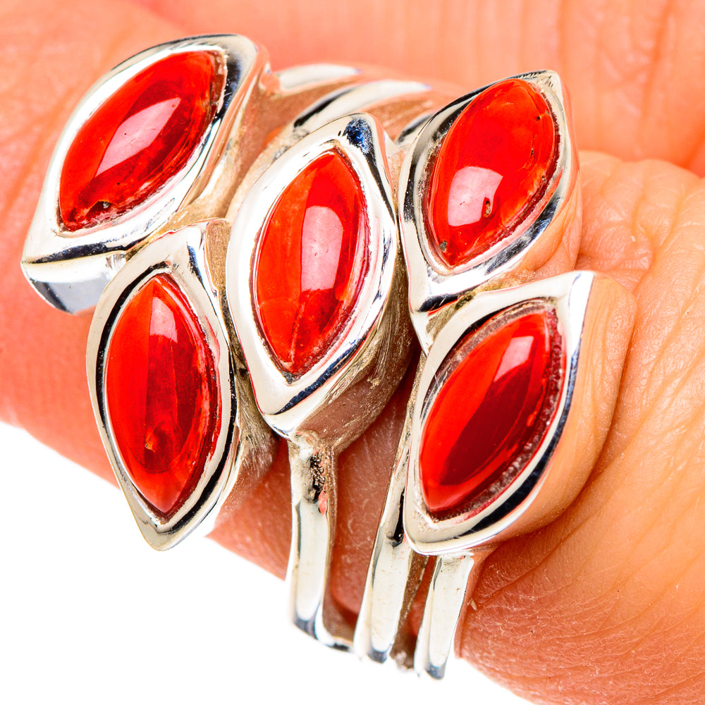 Mediterranean Red Coral Rings handcrafted by Ana Silver Co - RING97518