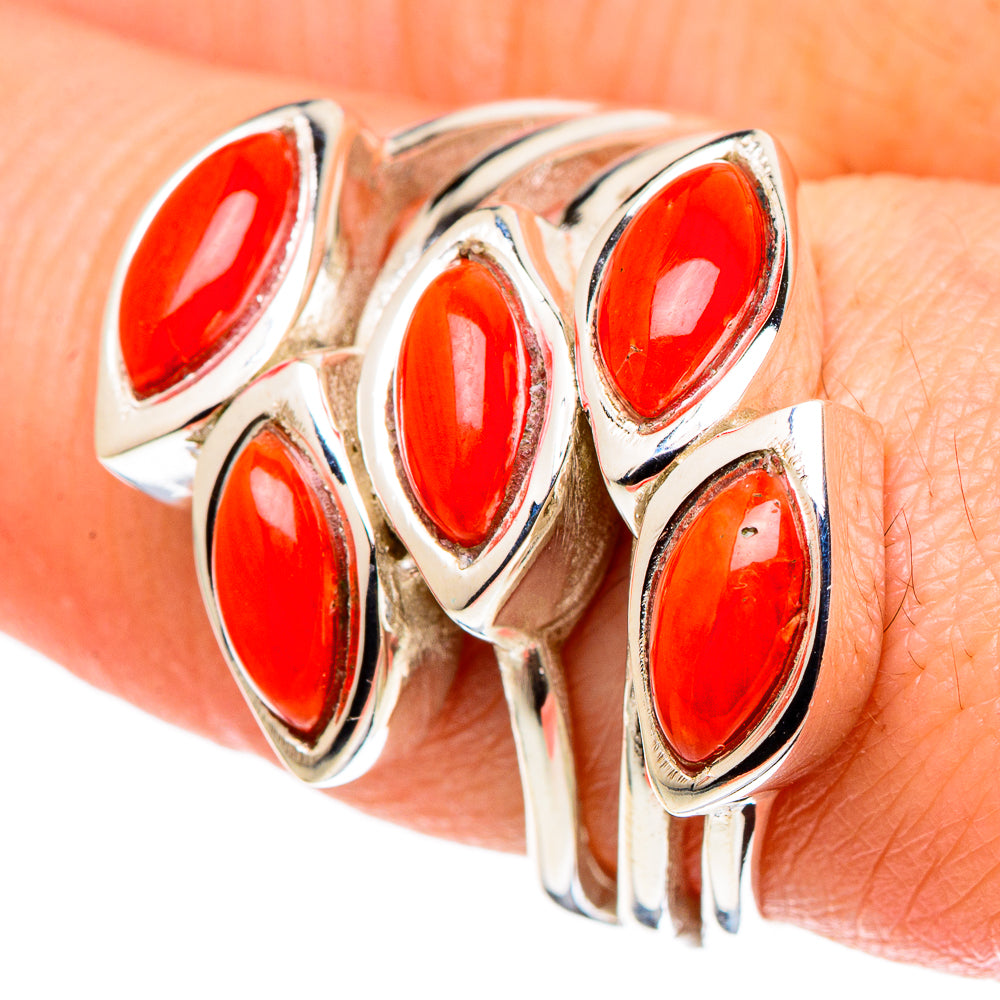Mediterranean Red Coral Rings handcrafted by Ana Silver Co - RING97546