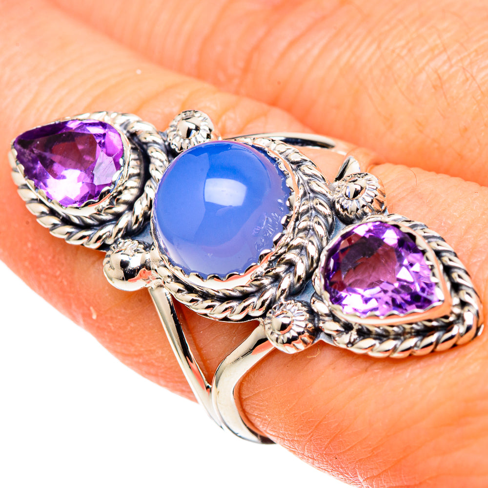 Aqua Chalcedony Rings handcrafted by Ana Silver Co - RING97648