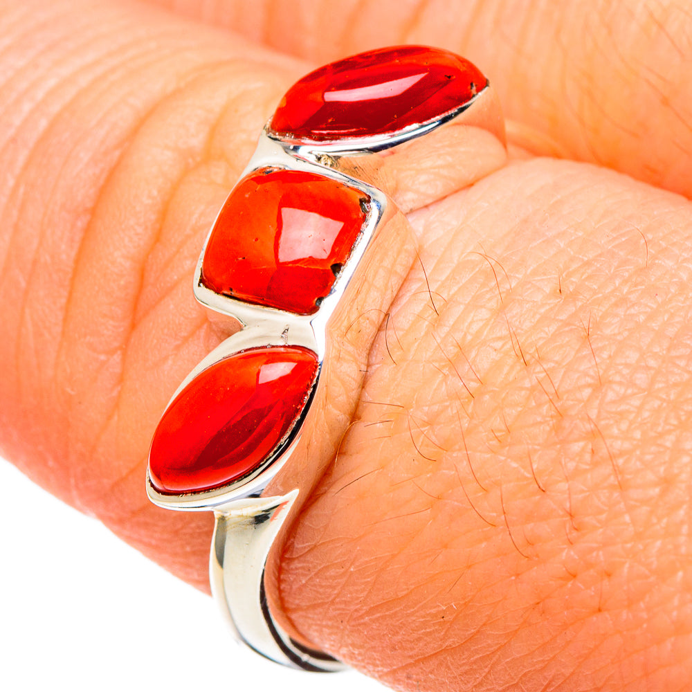 Mediterranean Red Coral Rings handcrafted by Ana Silver Co - RING97689