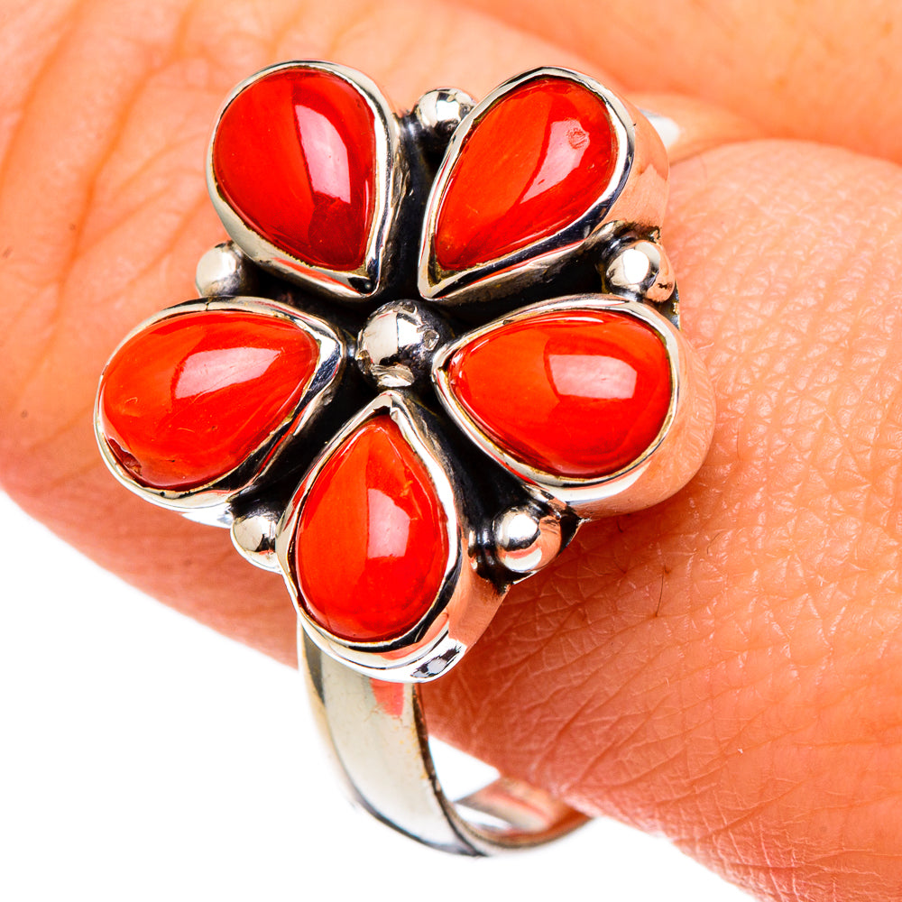 Mediterranean Red Coral Rings handcrafted by Ana Silver Co - RING97690