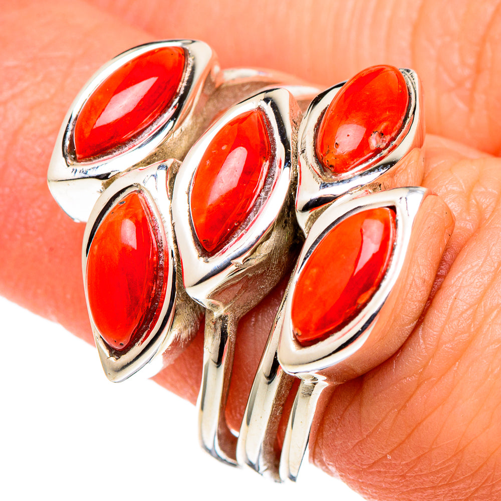 Mediterranean Red Coral Rings handcrafted by Ana Silver Co - RING97729