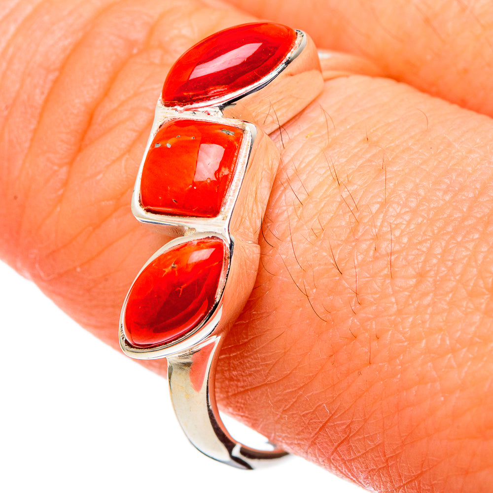 Mediterranean Red Coral Rings handcrafted by Ana Silver Co - RING97730