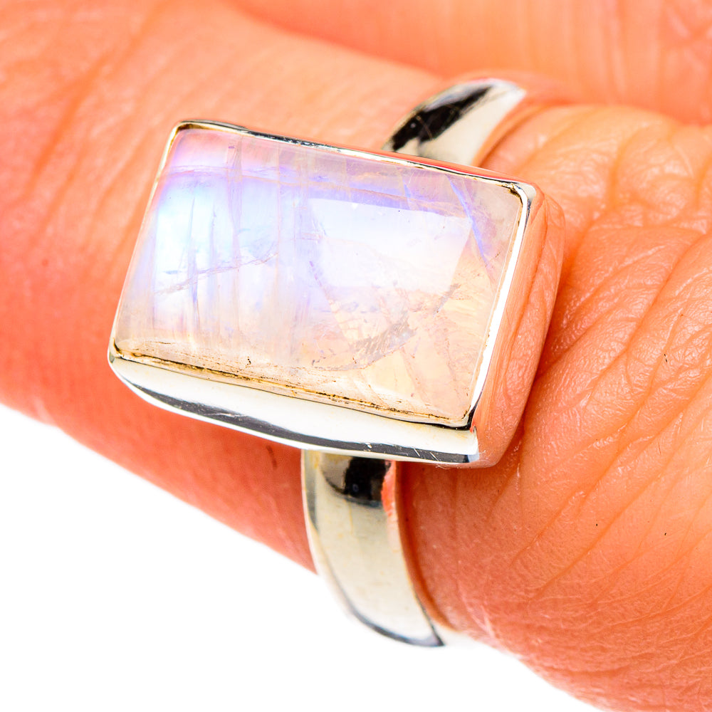 Rainbow Moonstone Rings handcrafted by Ana Silver Co - RING97739